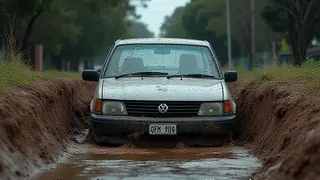 Wasserschaden in Perth: Auto stürzt in Straßenschlucht, Anwohner ohne Versorgung