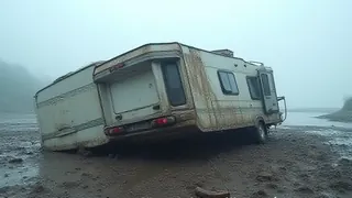 Wohnwagen-Gespann überschlägt sich an Baggersee in Friedberg